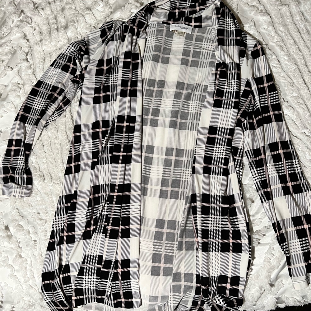 Calvin Klein black, white, pink duster